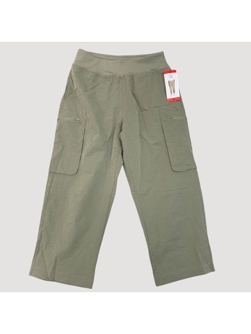 NWT Sage Collective Women's M Green Cargo Pants Cropped Stretch Pull on